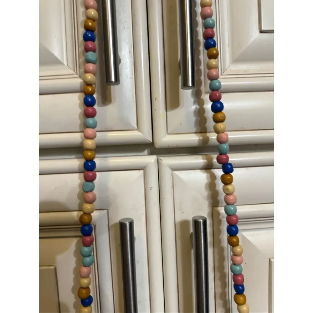 The Unbranded Brand Women's Striped Wooden Beaded Crossbody Bag Multicolor Small